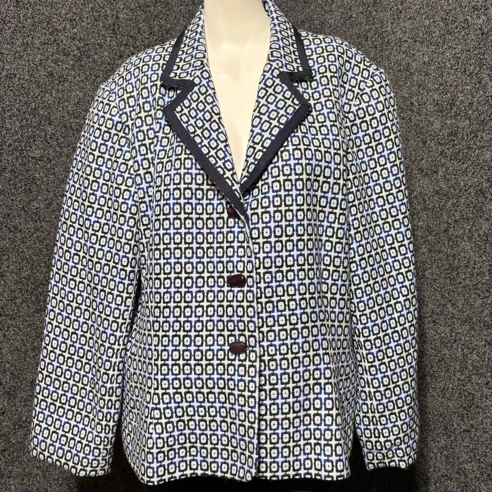 Sag Harbor Blazer Womens 18 Plus Geometric Print Button Front